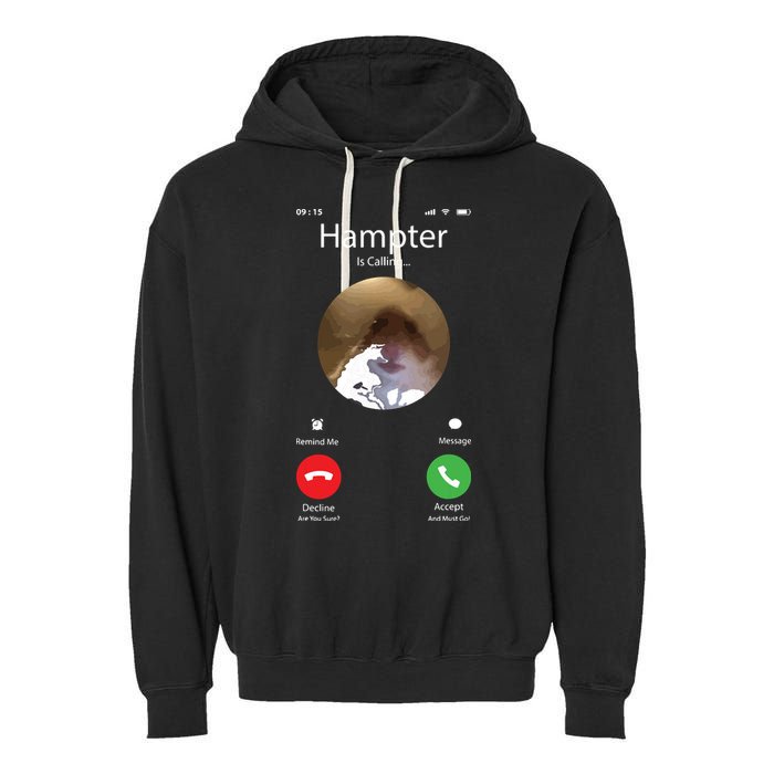 Dank Meme Hamster Staring Front Camera Hampter Calling Garment-Dyed Fleece Hoodie