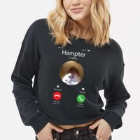 Dank Meme Hamster Staring Front Camera Hampter Calling Cropped Pullover Crew