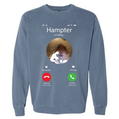 Dank Meme Hamster Staring Front Camera Hampter Calling Garment-Dyed Sweatshirt