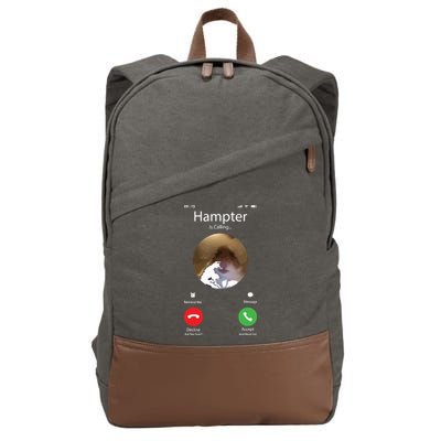 Dank Meme Hamster Staring Front Camera Hampter Calling Cotton Canvas Backpack