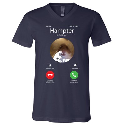 Dank Meme Hamster Staring Front Camera Hampter Calling V-Neck T-Shirt