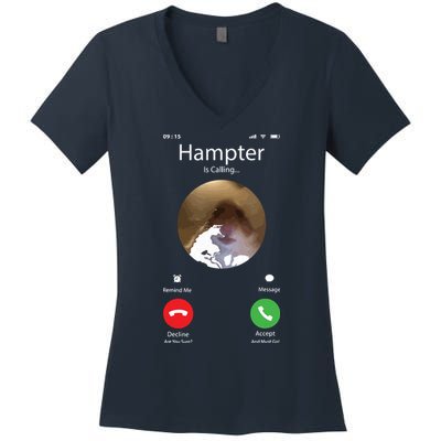 Dank Meme Hamster Staring Front Camera Hampter Calling Women's V-Neck T-Shirt