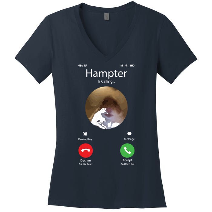 Dank Meme Hamster Staring Front Camera Hampter Calling Women's V-Neck T-Shirt