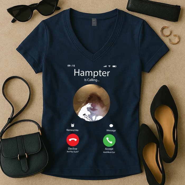Dank Meme Hamster Staring Front Camera Hampter Calling Women's V-Neck T-Shirt