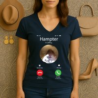Dank Meme Hamster Staring Front Camera Hampter Calling Women's V-Neck T-Shirt