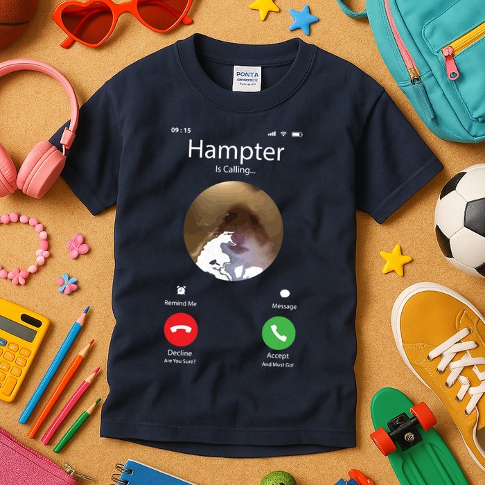 Dank Meme Hamster Staring Front Camera Hampter Calling Kids T-Shirt