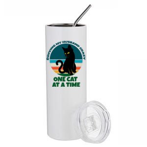 Driving My Husband Crazy One Cat At A Time Cat Kitten Owner Stainless Steel Tumbler