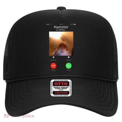 Dank Meme Hamster Staring Front Camera Hamster Calling Gift High Crown Mesh Back Trucker Hat