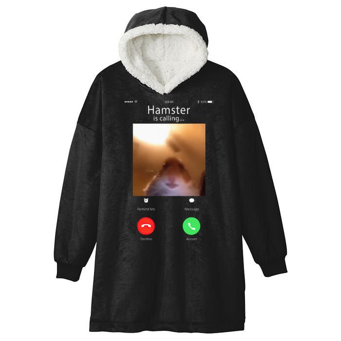 Dank Meme Hamster Staring Front Camera Hamster Calling Gift Hooded Wearable Blanket