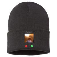 Dank Meme Hamster Staring Front Camera Hamster Calling Gift Sustainable Knit Beanie