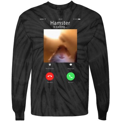Dank Meme Hamster Staring Front Camera Hamster Calling Gift Tie-Dye Long Sleeve Shirt