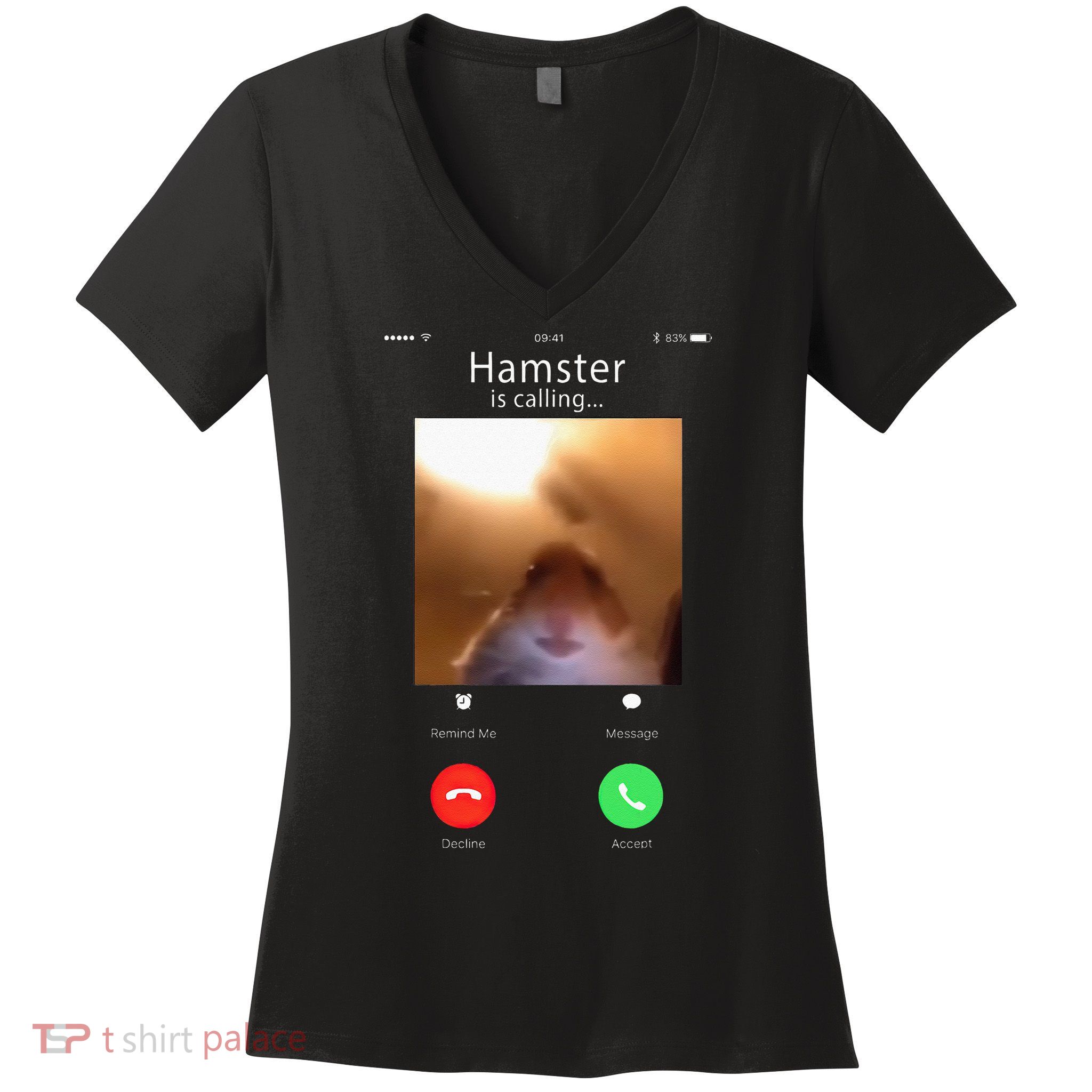 Dank Meme Hamster Staring Front Camera Hamster Calling Gift Women's V-Neck T-Shirt