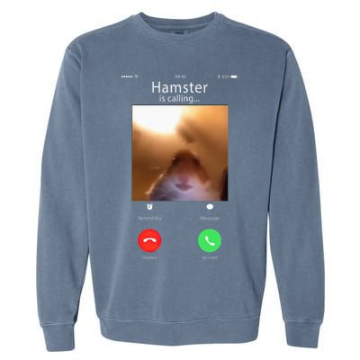 Dank Meme Hamster Staring Front Camera Hamster Calling Gift Garment-Dyed Sweatshirt