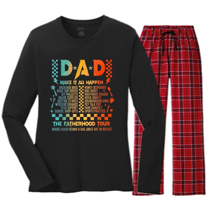 Dad Makes It All Happen Fatherhood Women's Long Sleeve Flannel Pajama Set 