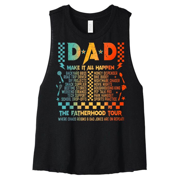 Dad Makes It All Happen Fatherhood Women's Racerback Cropped Tank