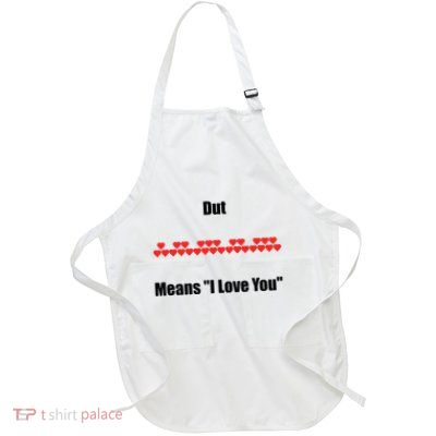 Dut Means I Love You Keyboard Full-Length Apron With Pockets