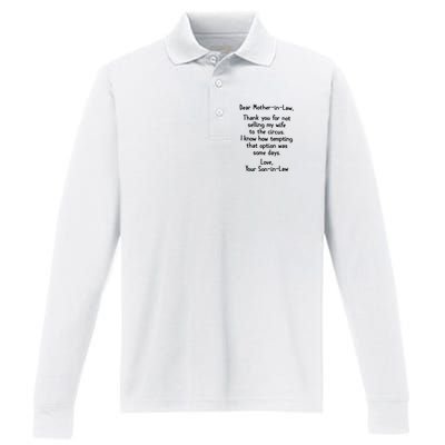 Dear Mother In Law Performance Long Sleeve Polo