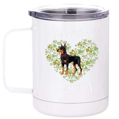 Dalmatian Mommy Irish Shamrock Heart Funny St Patricks Day Funny 12 oz Stainless Steel Tumbler Cup