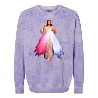 Divine Mercy Jesus I Trust In You Colorblast Crewneck Sweatshirt