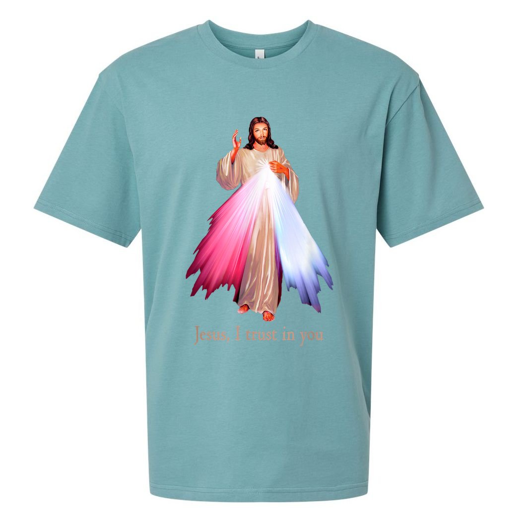 Divine Mercy Jesus I Trust In You Sueded Cloud Jersey T-Shirt