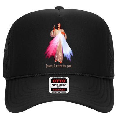 Divine Mercy Jesus I Trust In You High Crown Mesh Back Trucker Hat