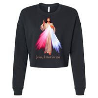Divine Mercy Jesus I Trust In You Cropped Pullover Crew