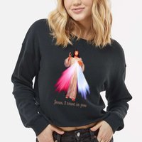 Divine Mercy Jesus I Trust In You Cropped Pullover Crew