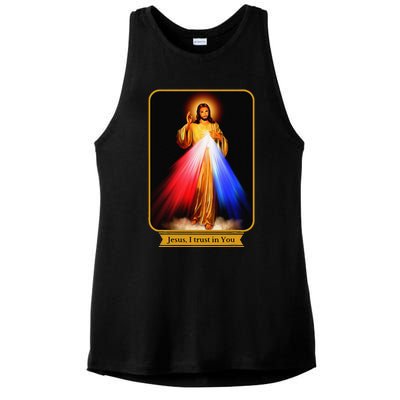 Divine Mercy Jesus I Trust In You Catholic Ladies PosiCharge Tri-Blend Wicking Tank