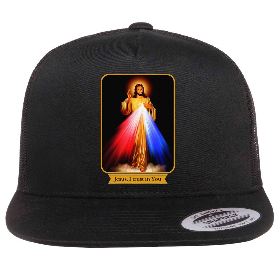 Divine Mercy Jesus I Trust In You Catholic Flat Bill Trucker Hat