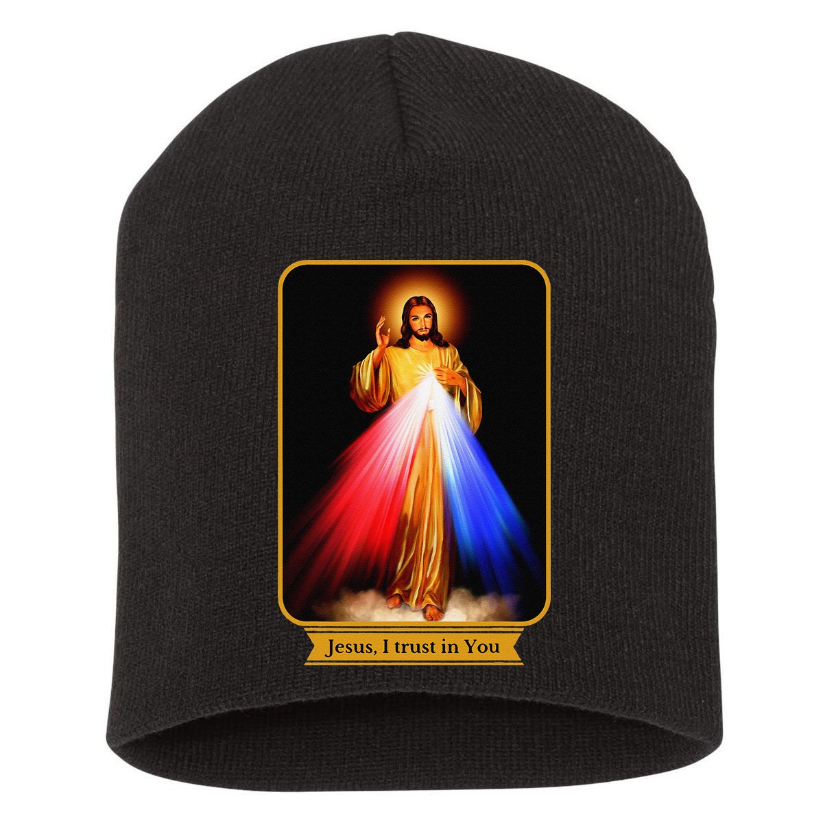 Divine Mercy Jesus I Trust In You Catholic Short Acrylic Beanie