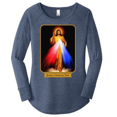 Divine Mercy Jesus I Trust In You Catholic Women's Perfect Tri Tunic Long Sleeve Shirt