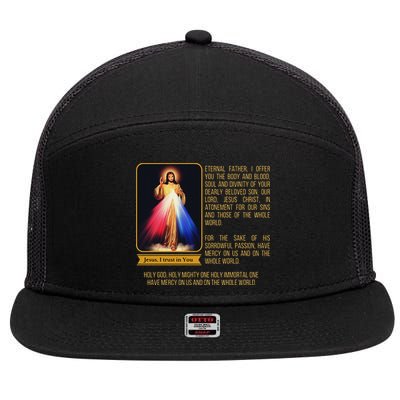Divine Mercy Jesus Image Chaplet Novena Prayer Catholic 7 Panel Mesh Trucker Snapback Hat