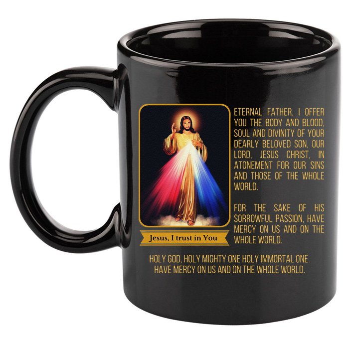 Divine Mercy Jesus Image Chaplet Novena Prayer Catholic 11oz C Handle Ceramic Mug