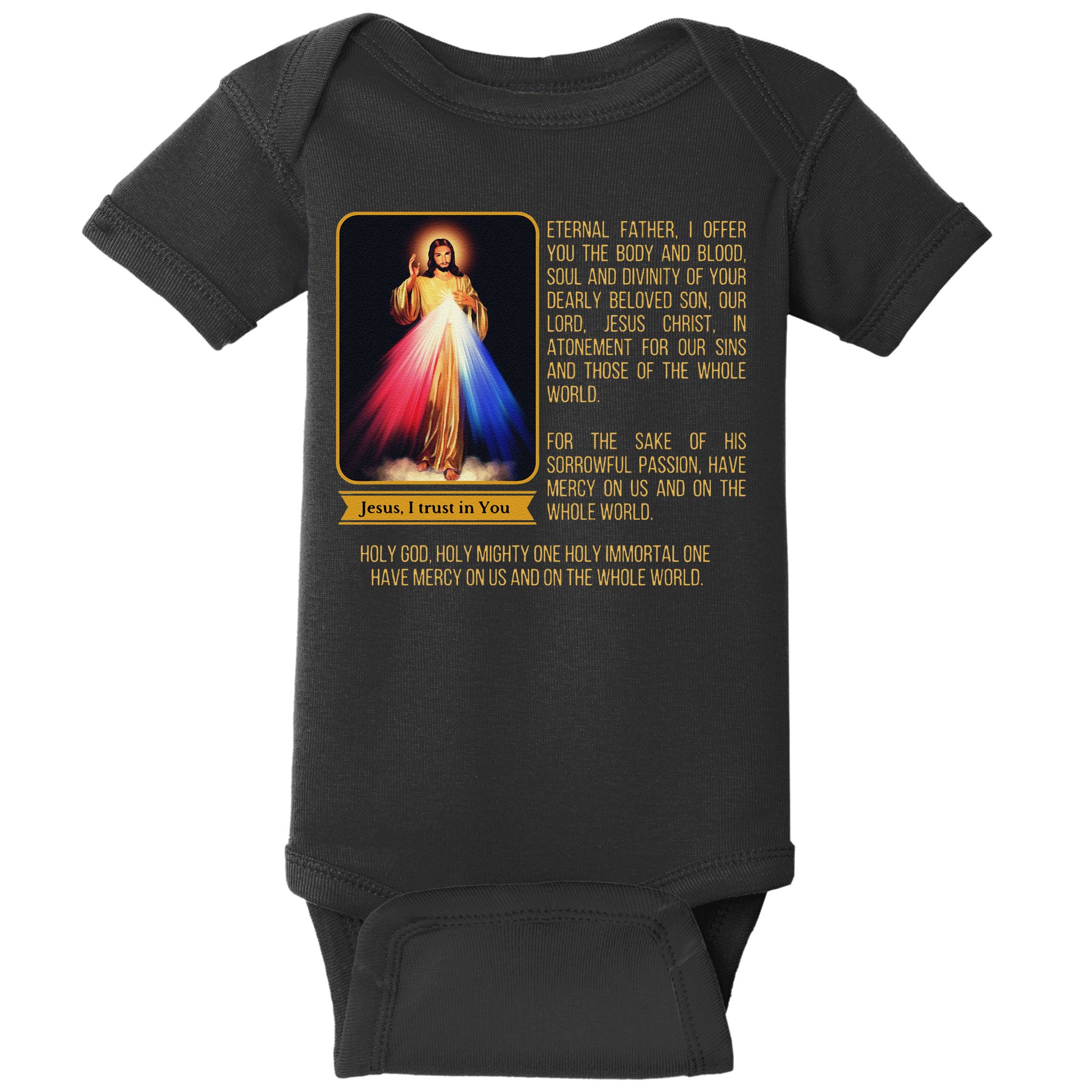 Divine Mercy Jesus Image Chaplet Novena Prayer Catholic Baby Bodysuit
