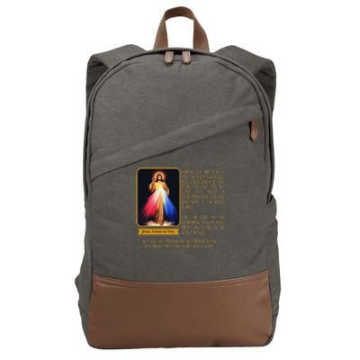 Divine Mercy Jesus Image Chaplet Novena Prayer Catholic Cotton Canvas Backpack