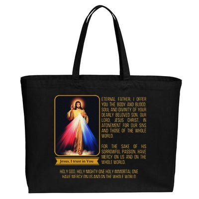 Divine Mercy Jesus Image Chaplet Novena Prayer Catholic Cotton Canvas Jumbo Tote