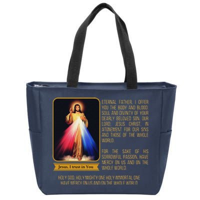 Divine Mercy Jesus Image Chaplet Novena Prayer Catholic Zip Tote Bag