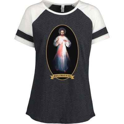 Divine Mercy, Jesus I Trust In You Enza Ladies Jersey Colorblock Tee