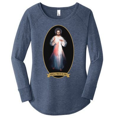 Divine Mercy, Jesus I Trust In You Women's Perfect Tri Tunic Long Sleeve Shirt