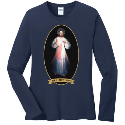 Divine Mercy, Jesus I Trust In You Ladies Long Sleeve Shirt