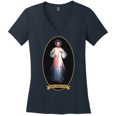 Divine Mercy, Jesus I Trust In You Women's V-Neck T-Shirt