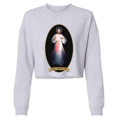 Divine Mercy, Jesus I Trust In You Cropped Pullover Crew