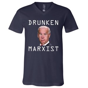 Drunken Marxist Joe Biden V-Neck T-Shirt