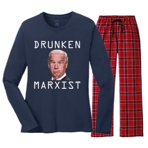 Drunken Marxist Joe Biden Women's Long Sleeve Flannel Pajama Set 