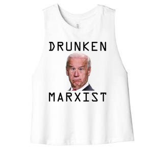 Drunken Marxist Joe Biden Women's Racerback Cropped Tank