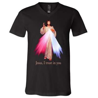 Divine Mercy Jesus I Trust In You V-Neck T-Shirt