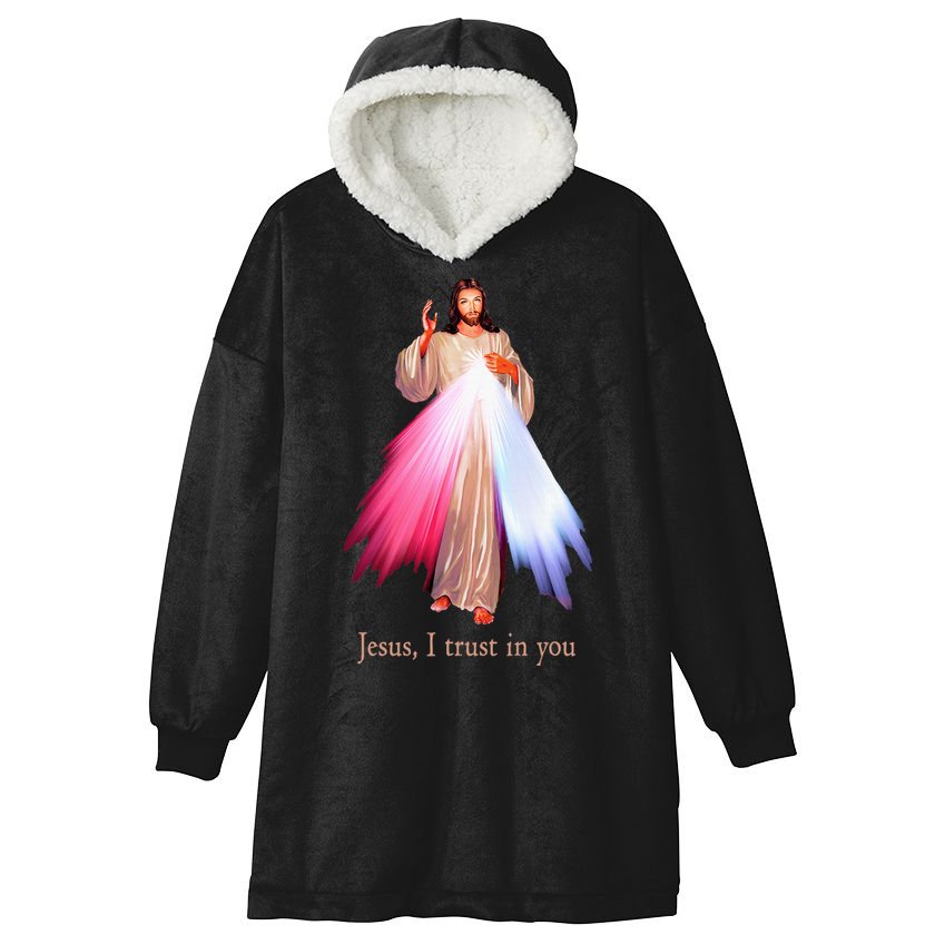 Divine Mercy Jesus I Trust In You Hooded Wearable Blanket
