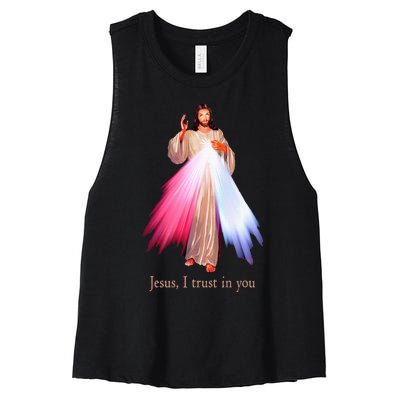 Divine Mercy Jesus I Trust In You Women's Racerback Cropped Tank