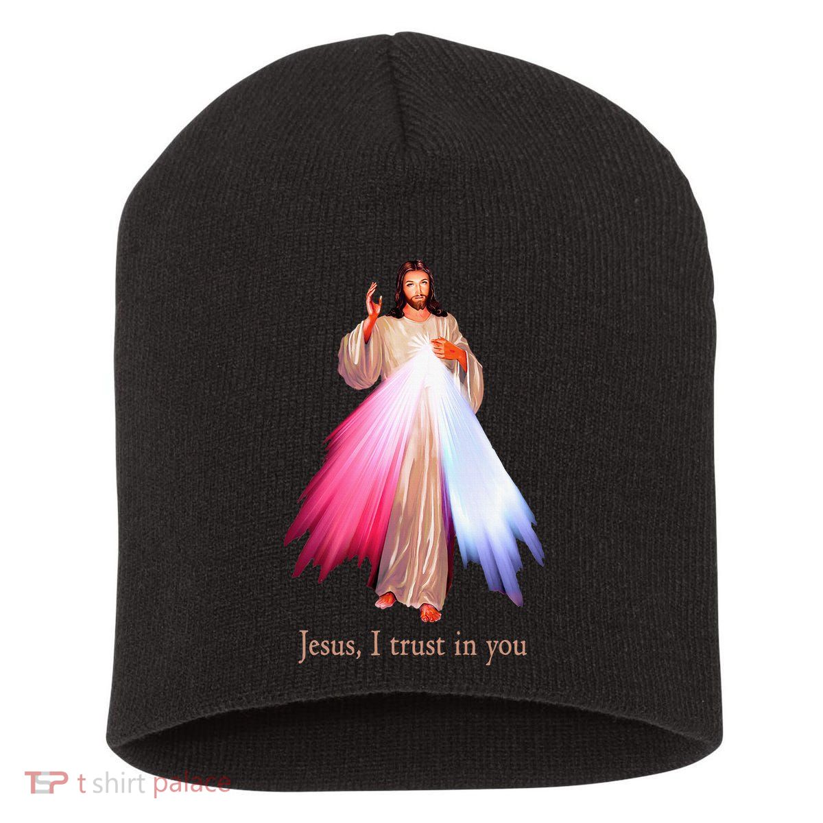 Divine Mercy Jesus I Trust In You Short Acrylic Beanie
