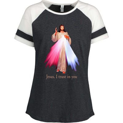 Divine Mercy Jesus I Trust In You Enza Ladies Jersey Colorblock Tee